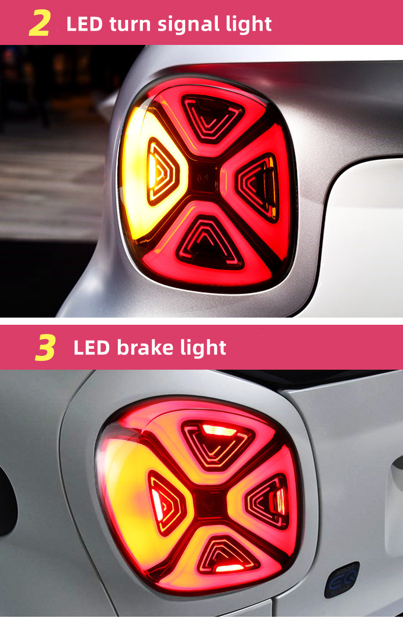 Car Tail Lights for BENZ Smart LED Taillight 20 14-20 20 Smart W453 W451 Rear Fog Brake Turn Signal Light