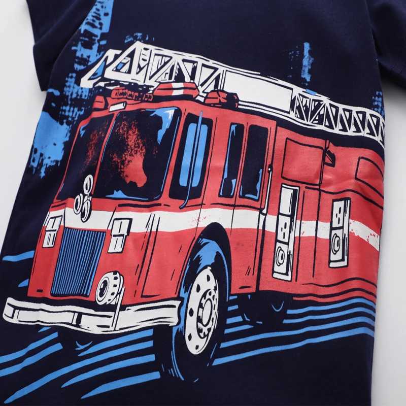 T-shirts TUONXYE Summer Boys Short Sleeve T-shirts Tops Clothes Fire Truck Pattern Children Clothing Kid Cotton Outfit 2-8YearsL24729