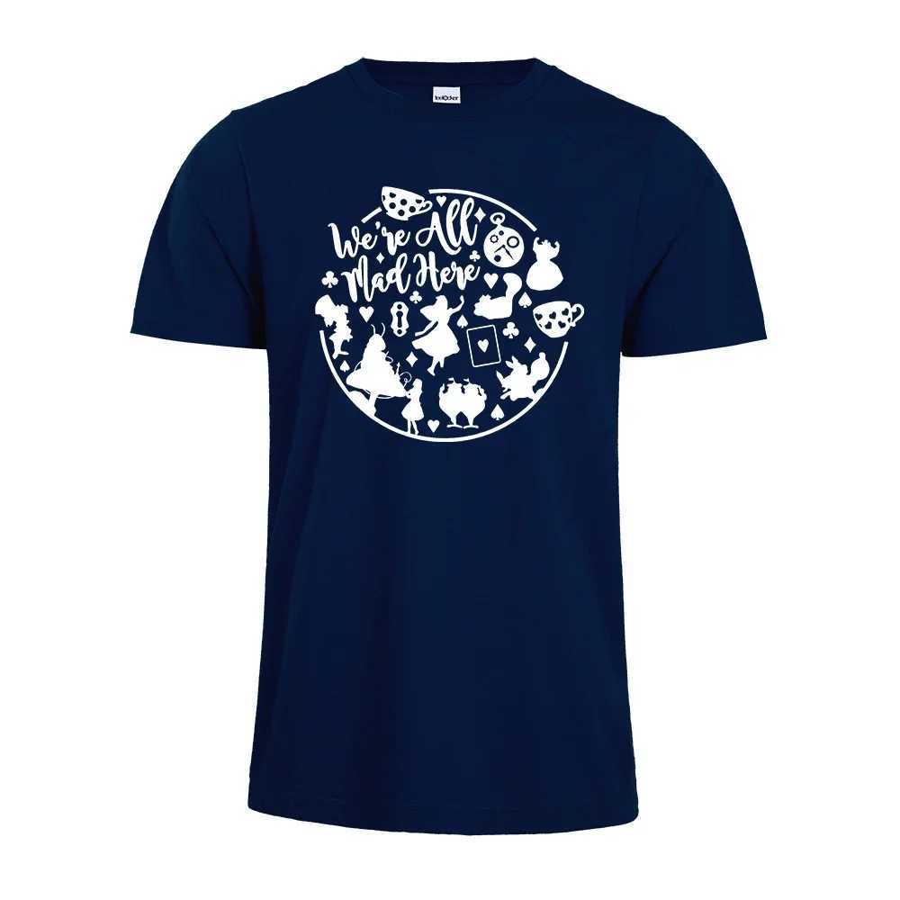 Women's T-Shirt Short Slve Print Clothing Womens T-Shirt Were All Mad Here T-shirt Alice Wonderland Shirt Funny T-shirt Women Casual Ts Y240509