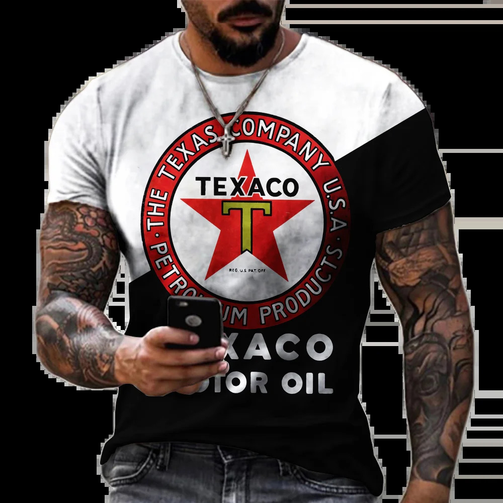 3d Tshirts For Men Vintage Oil T-shirt Street Fashion Castrol Printed Short-sleeved Loose Oversized Motorcycle T-shirt Tops Tees 240509