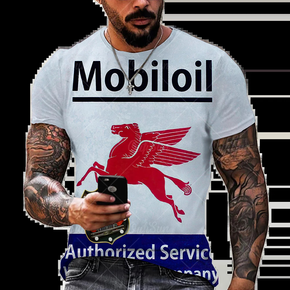3d Tshirts For Men Vintage Oil T-shirt Street Fashion Castrol Printed Short-sleeved Loose Oversized Motorcycle T-shirt Tops Tees 240509