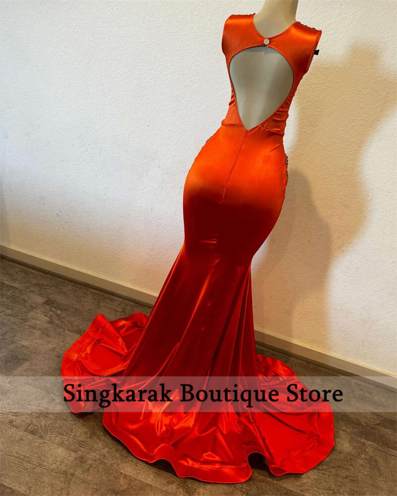 Sparkly Orange Diamonds Prom Dresses Crystal Beading Rhinestones Tassels Birthday Party special Reception Gown Robes