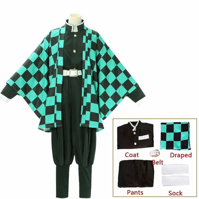 Kamado Tanjirou Cosplay Costume Halloween Anime Cosplay Cartoon Kimetsu No Yaiba Costume For Kids For Adult Gifts 240510