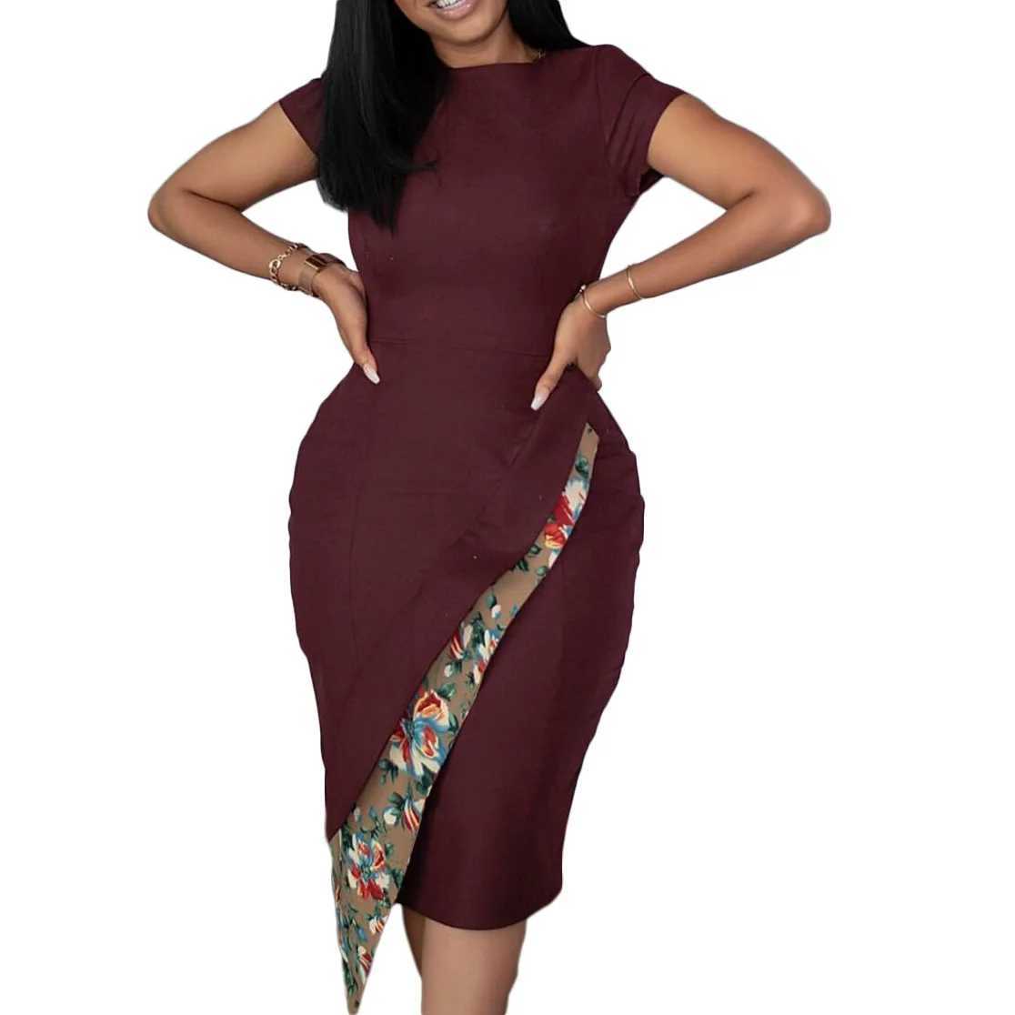 Plus size Dresses Summer new arrival fashion sexy casual printed slim fit office dress short slve temperament plus size OL dress women clothing Y24051