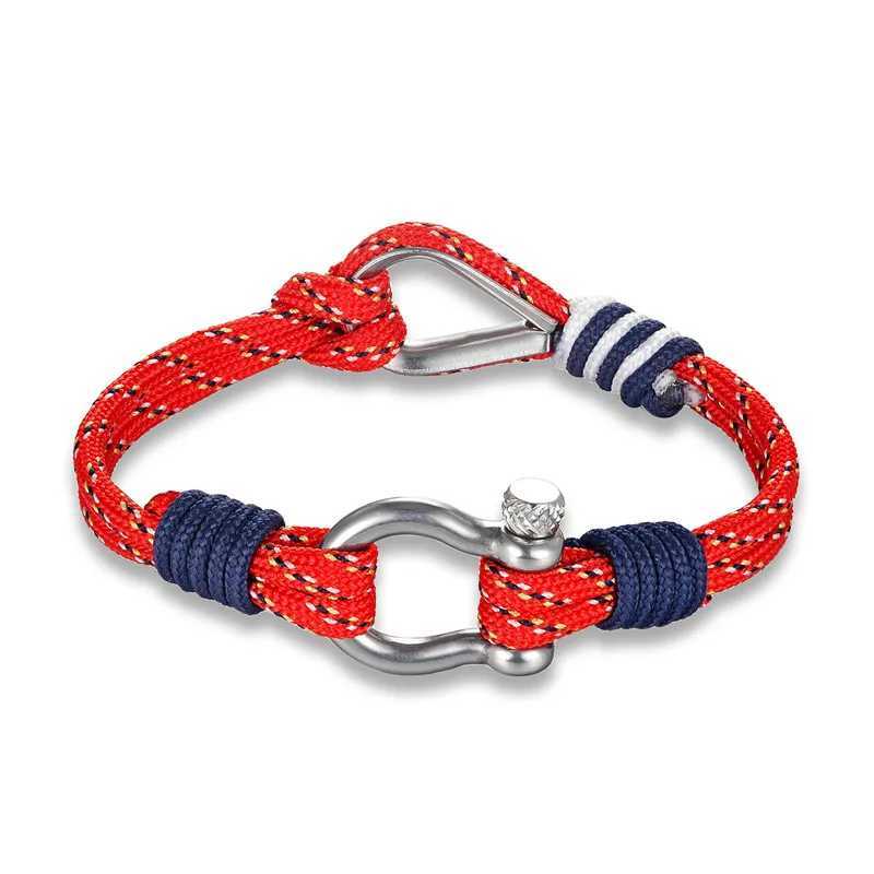 Charm Bracelets MKENDN New Fashion Sport Camping Parachute Navy Blue Cord Men Women Nautical Survival Rope Chain Bracelet Summer Style Y240510