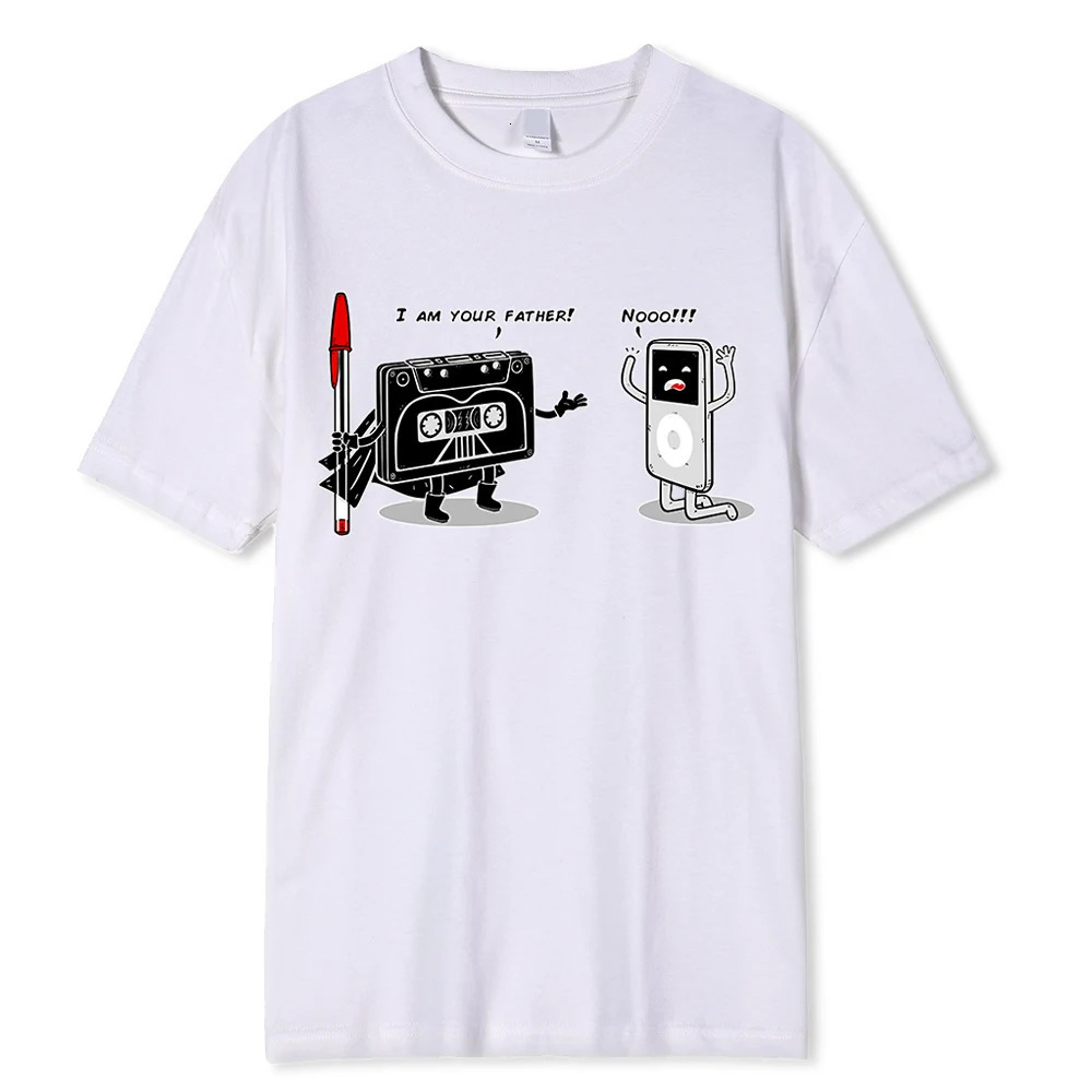 I Am Your Father Funny Vintage Printed T-Shirt For Men Women High Quality Cotton T Shirt 80s 90s Magnetic Tape MP3 Handle Tshirt 240509