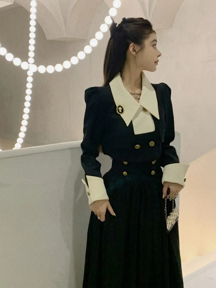 Spring Elegant 2 Piece Sets Womens Vintage Black Blazer Skirts Suit Femme Outfits Autumn Korean Fashion y2k Clothes 240423