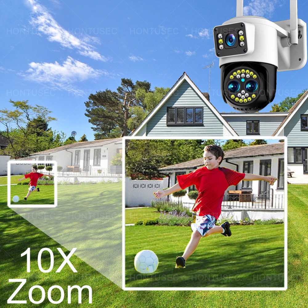 IP Cameras Yoosee 4K 8MP triple lens dual screen 10X zoom wireless camera two-way audio color night vision outdoor waterproof WiFi camera d240510