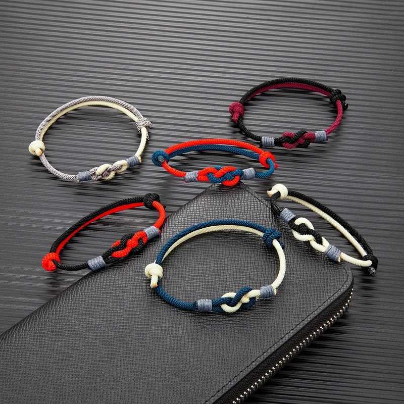 Charm Bracelets MKENDN Lucky Men Women Sauvignon Blanc knot Rope Bracelet For Lovers Distance Couple Bracelet Minimalist Yoga Meditation Gifts Y240510