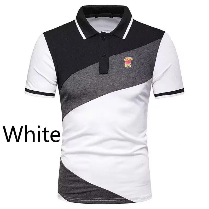 2024 Golf Summer Patchwork Printed Mens Polo Shirt Fashion Casual Business Polo Neck Comfortable Short sleeved T-shirt 240510
