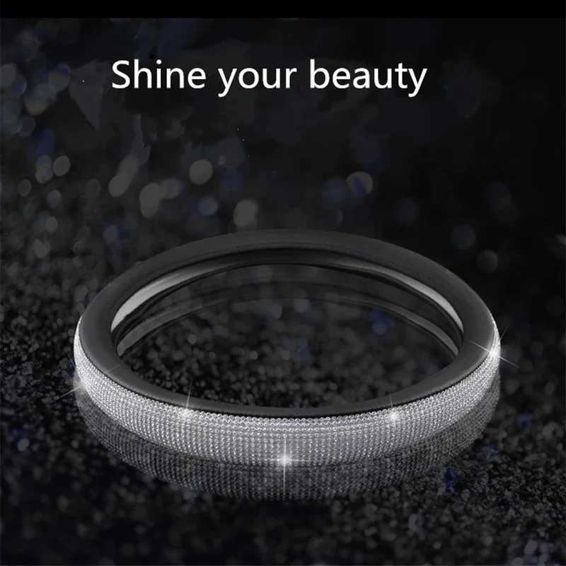 Sparkling Diamond Water Diamond Crystal Car Steering Wheel Cover PU Leather Car Parts Shell Car Design H25430