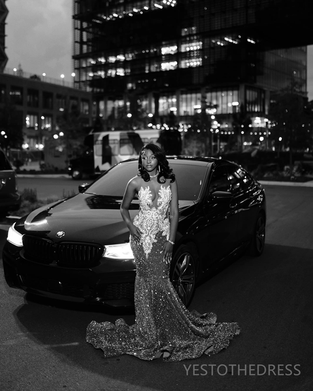 Grey Prom Dresses for Special Occasions Promdress Illusion Appliqued Beaded Sequined Lace Birthday Party Dress Second Reception Gowns for Black Women 