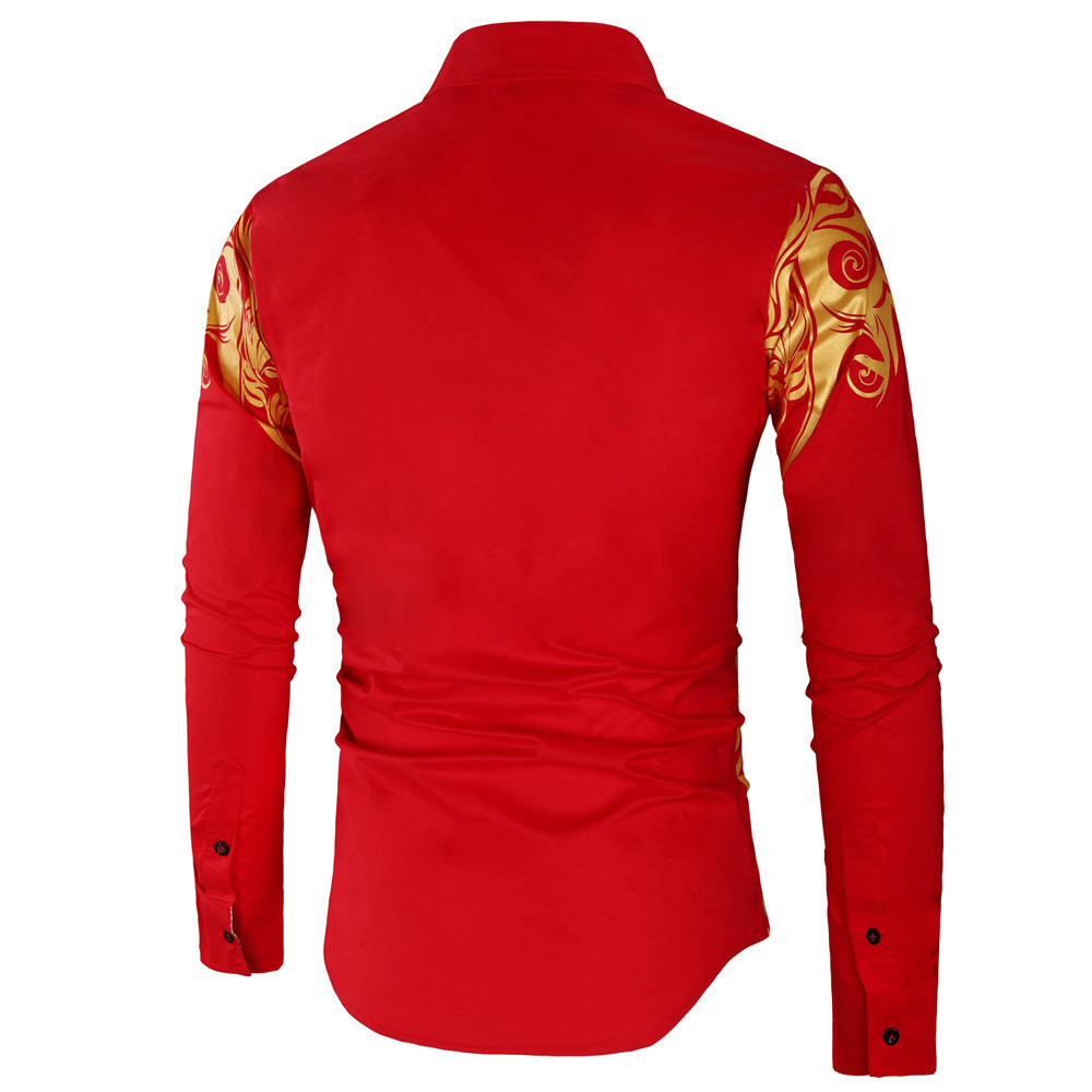 New Black And Gold Dress Shirts Baroque Printed White Shirt Men Summer Outfits Camisas Slim Fit Chemise Cheap Clothes
