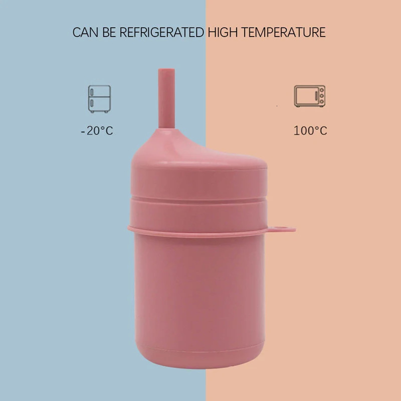 Childrens Water Bottle Kids Feeding Cup Mug Drinking Bowl for Baby Silicone Cartoon Color Tableware Kids Tumbler With Straw 240510