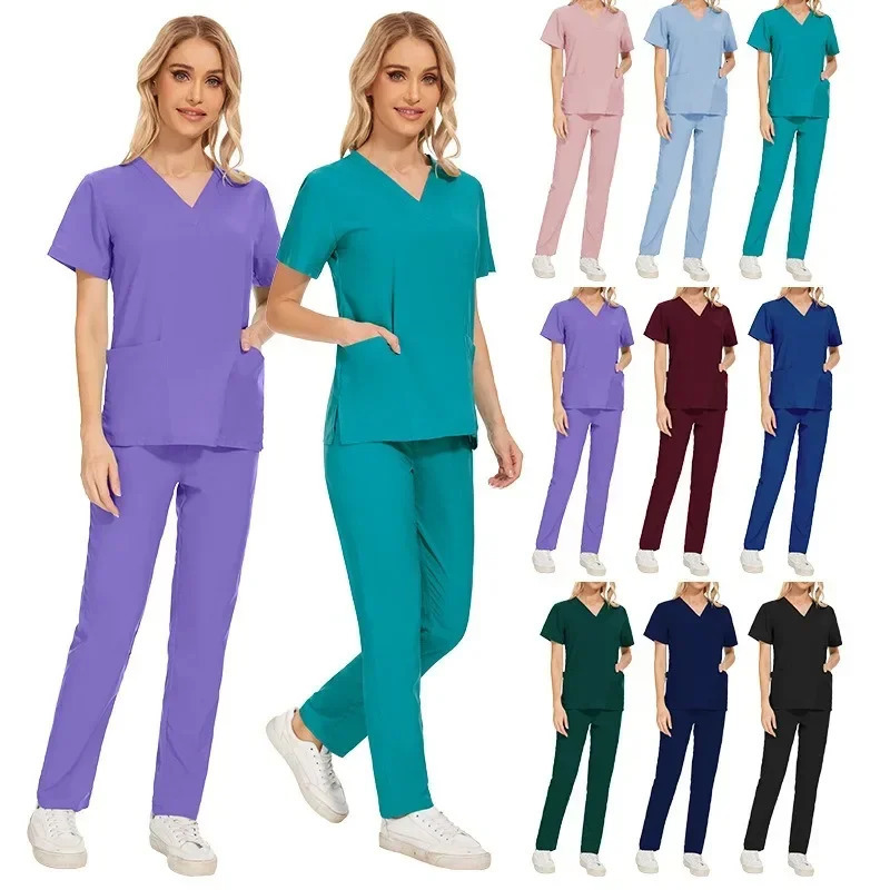 Beauty Salon Doctors Workwear Professional Workshop Uniform Set with Short-sleeve Womens Scrubs 240506