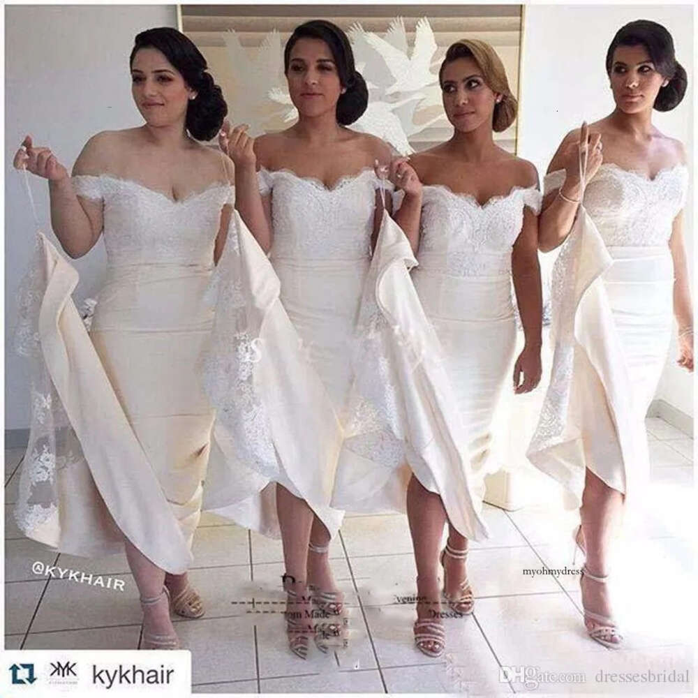 Mermaid Bridesmaid South African Sheer Lace Appliques Long Maid Of Honor Gowns Off Shoulder Party Dresses Custom Made 0510