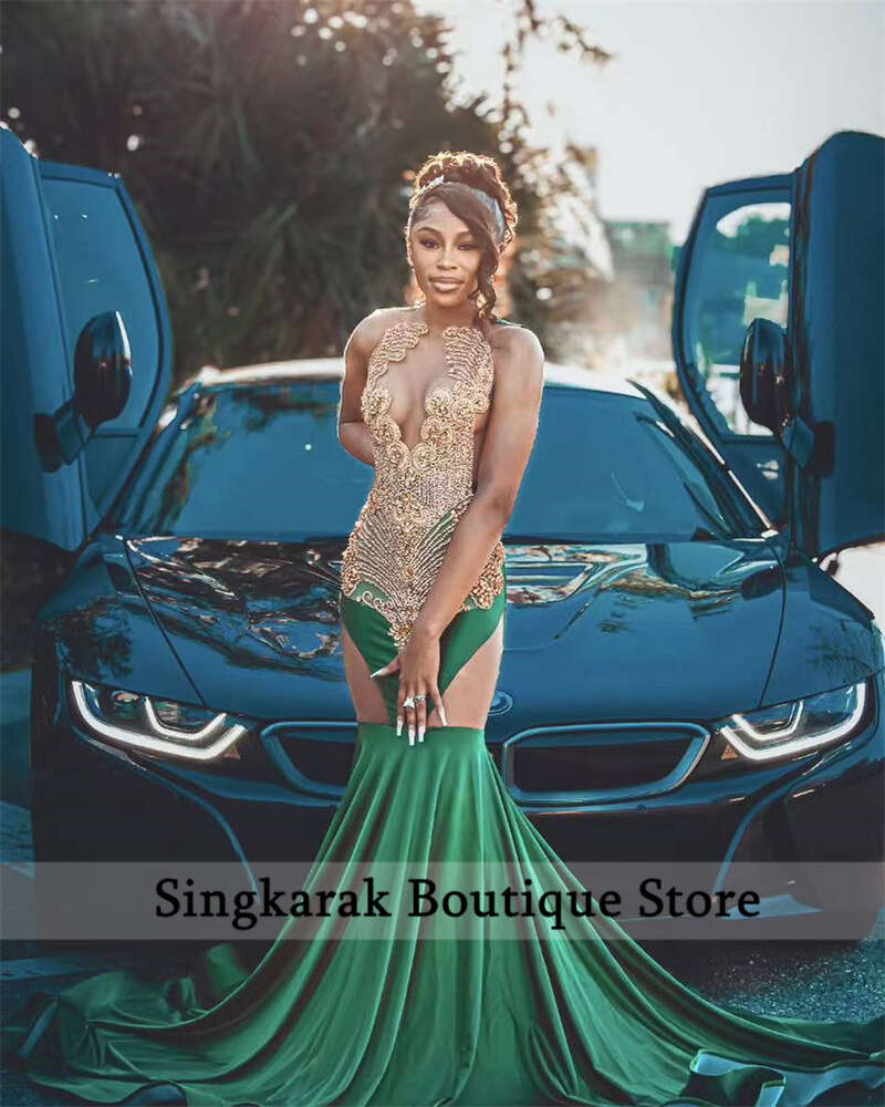 New Arrival 2024 Dias Mermaid Prom Dress Shining Crystals Rhies Beads Birthday Evening Gown special Party Wear