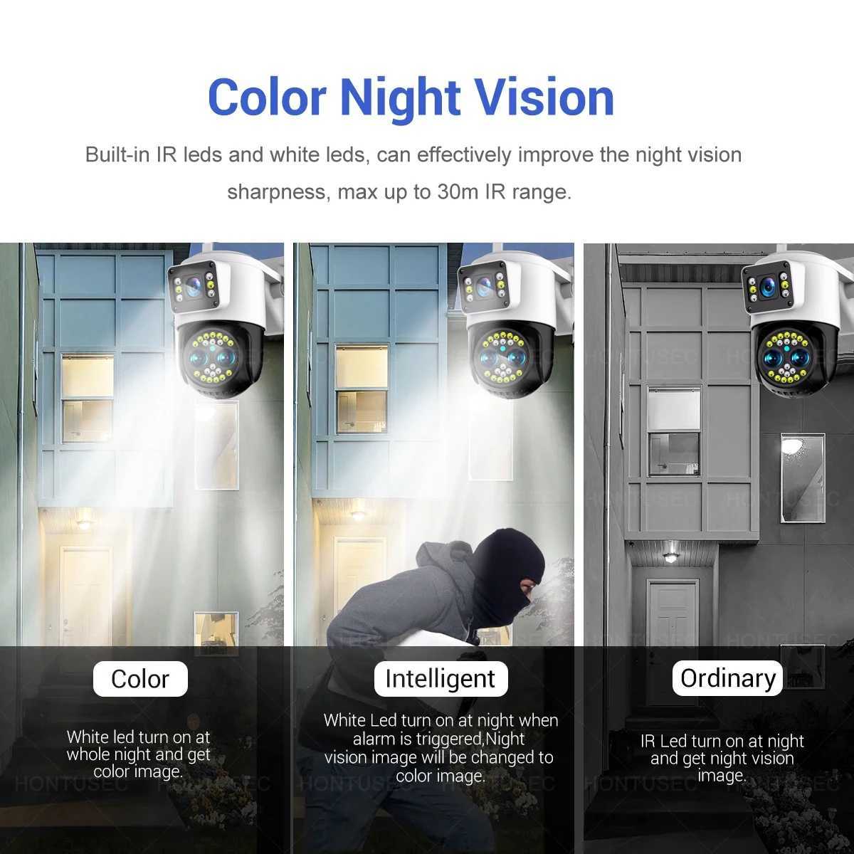 IP Cameras Yoosee 4K 8MP triple lens dual screen 10X zoom wireless camera two-way audio color night vision outdoor waterproof WiFi camera d240510