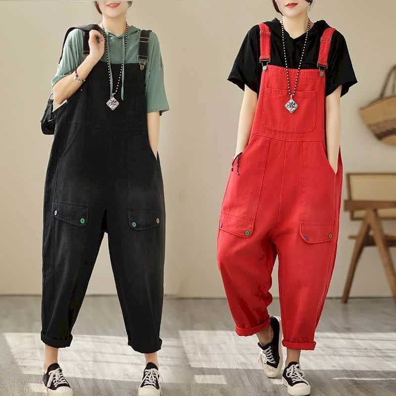 Women's Jumpsuits Rompers Denim Jumpsuits for Women Straight Pants Overalls for Women One Piece Outfit Women Loose Casual Solid High Waist Fashio