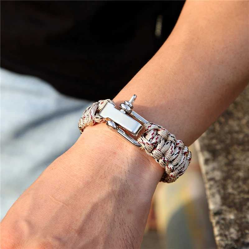 Charm Bracelets MKENDN Men Multi-function Paracord Survival Bracelet Outdoor Camping Rescue Emergency Rope Bracelets with Knife For Women Y240510