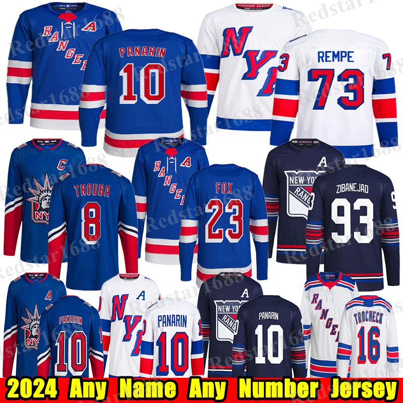 #23 Adam Fox new york hockey jersey #10 Artemi Panarin Igor Shesterkin Jacob Trouba Alexis Lafreniere Trocheck Chris Kreider Mika Zibanejad Matt Rempe rangers jerseys