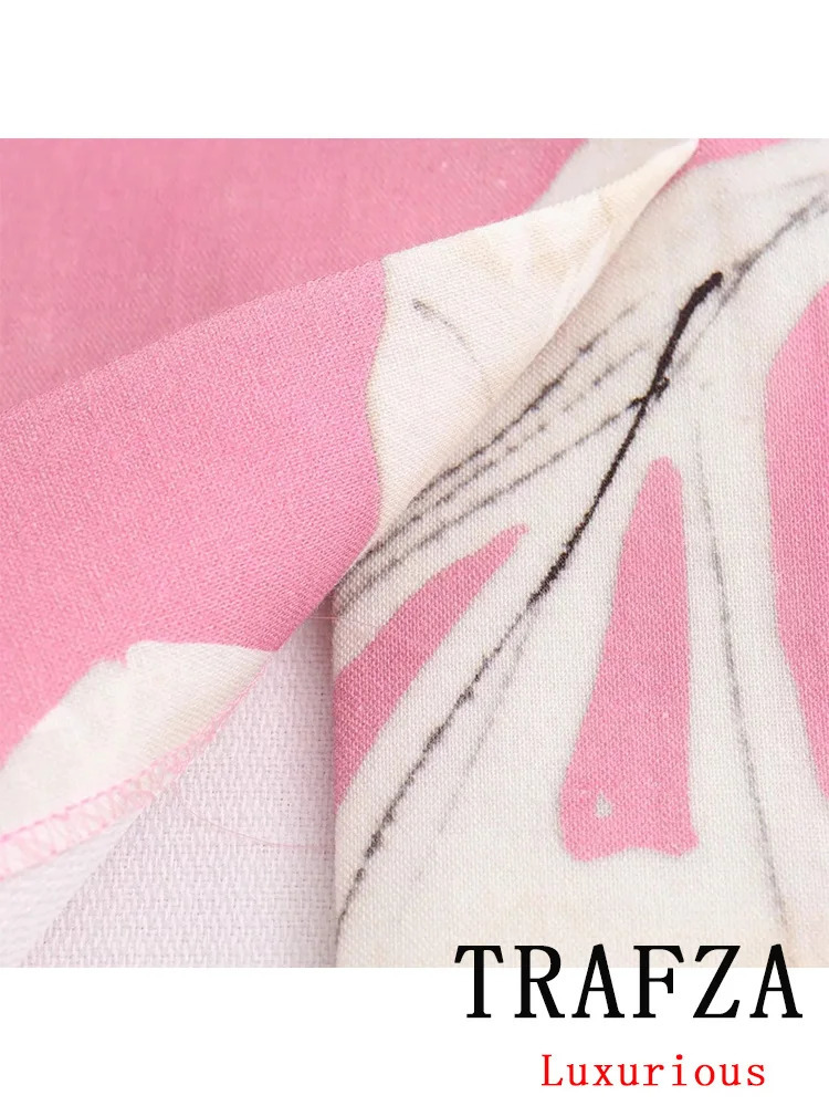 TRAFZA Vintage Casual Women Skirt Flower Print Zipper Long Straight Skirt Fashion Spring Summer Holiday Long Skirt 240506