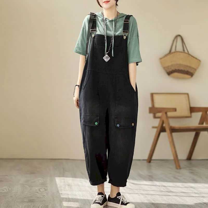 Women's Jumpsuits Rompers Denim Jumpsuits for Women Straight Pants Overalls for Women One Piece Outfit Women Loose Casual Solid High Waist Fashio
