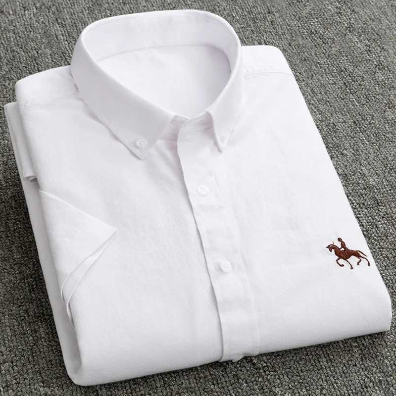 Men's Casual Shirts Summer Short Sleve Mens Shirt Plus Size Clothing 3xl 4xl 5xl 6xl Cotton Oxford Solid Stripe Mens Casual Shirt T240508