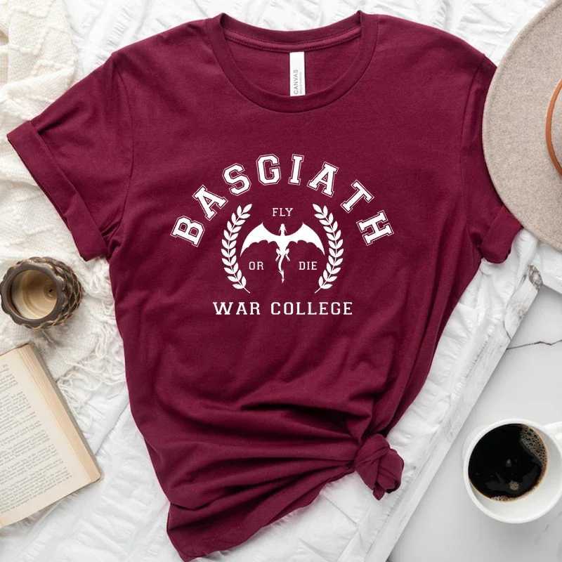 Women's T-Shirt Y2k Short Slves Summer T-shirt Basgiath War College Top Cotton Crewneck Graphic T Fourth Wing Kawaii Cartoon 2000s Clothes Y24050