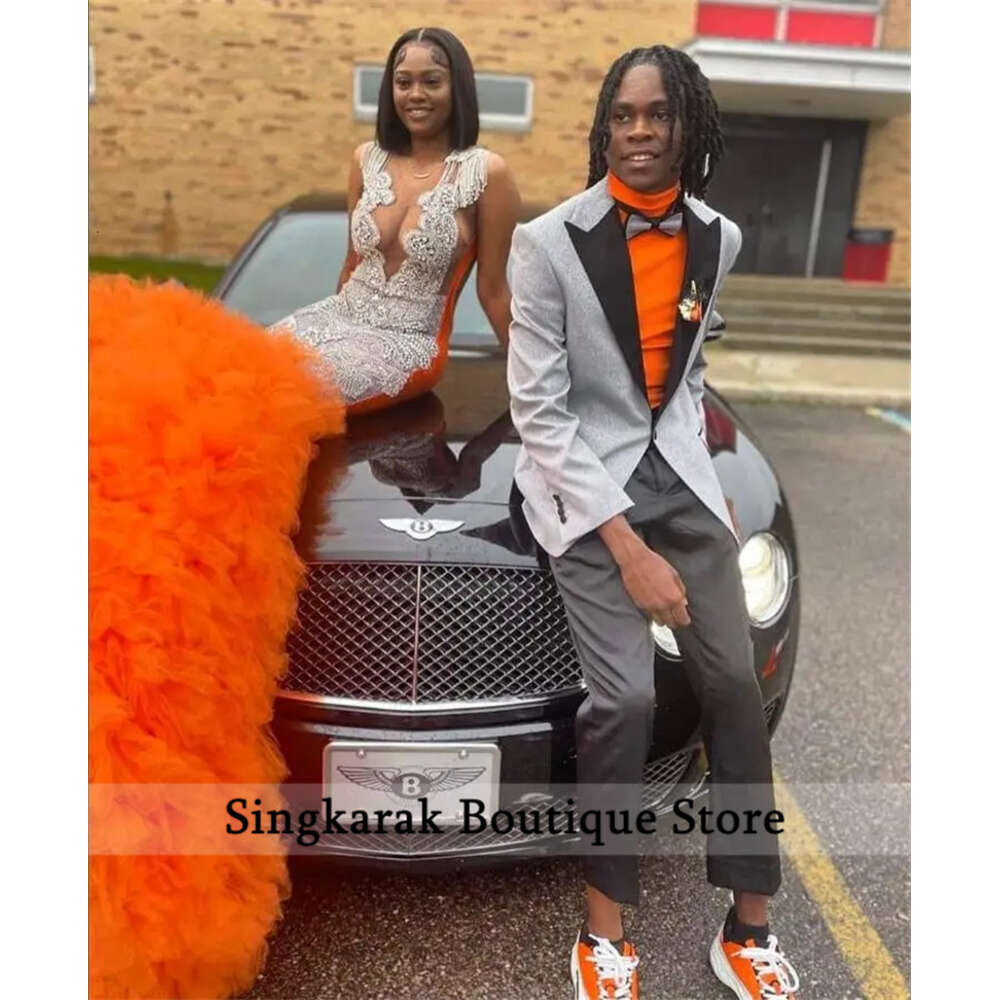 Orange Gorgeous Dias Prom Dress For Black Girls Tiered Ruffle Sparkly Crystal Rhies Tassels Birthday Party