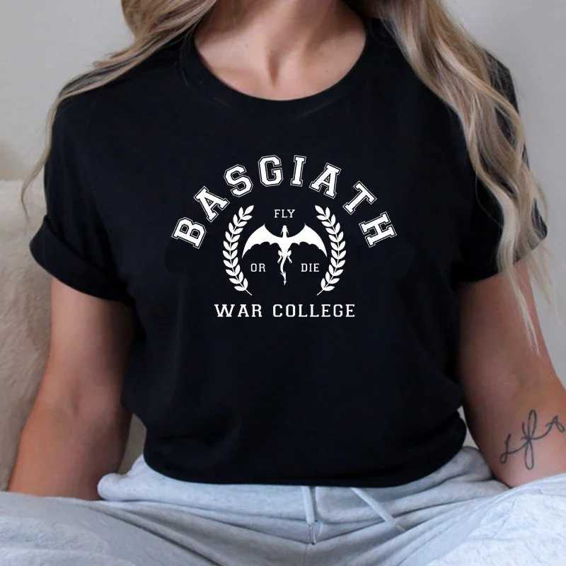 Women's T-Shirt Y2k Short Slves Summer T-shirt Basgiath War College Top Cotton Crewneck Graphic T Fourth Wing Kawaii Cartoon 2000s Clothes Y24050