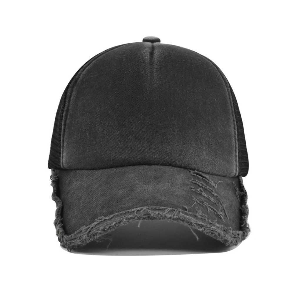 Ball Caps FS Summer Breathbale 5 Panel Trucker Hats Solid Color Worn Design Mesh Hat For Women Brown Navy Men Baseball Cap Bone 2024 Y240507