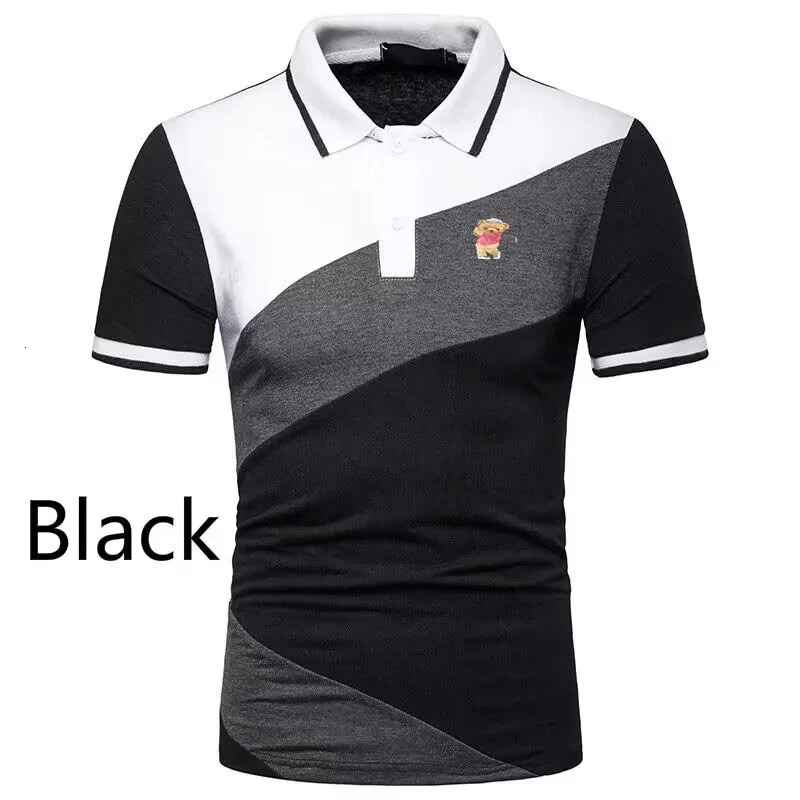 2024 Golf Summer Patchwork Printed Mens Polo Shirt Fashion Casual Business Polo Neck Comfortable Short sleeved T-shirt 240510