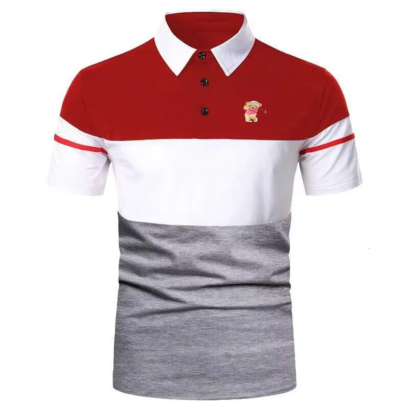2024 Golf Summer Patchwork Printed Mens Polo Shirt Fashion Casual Business Polo Neck Comfortable Short sleeved T-shirt 240510