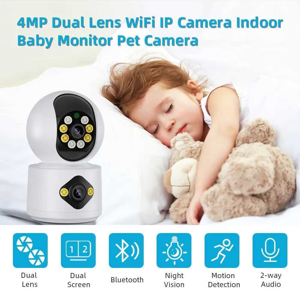 IP Cameras 4MP dual lens PTZ camera dual screen baby monitor automatic tracking artificial intelligence home safety CCTV video monitoring d240510