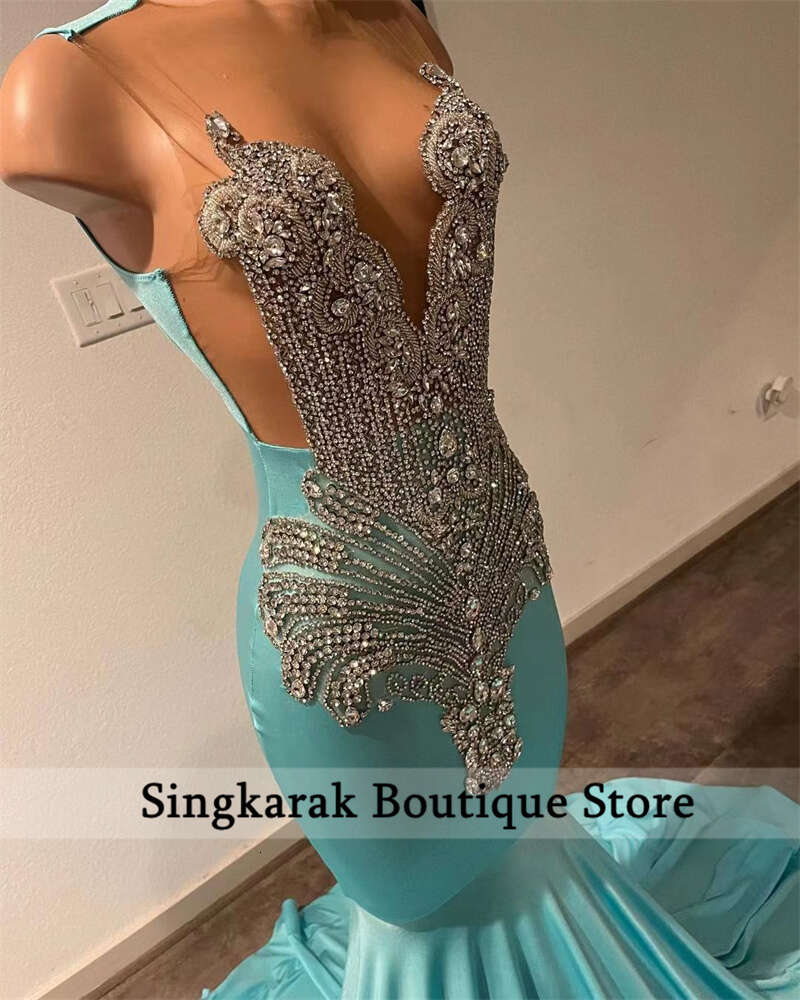 Dias Blue Long Prom 2024 Crystal Rhie Beading Birthday Party Dress Special Reception Gown Robe De Bal 6660306