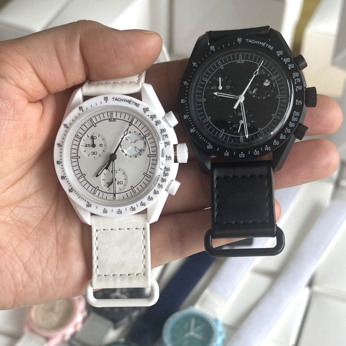 Mens watches planet watch for women white moon nylon strap plastic quartz wristwatches