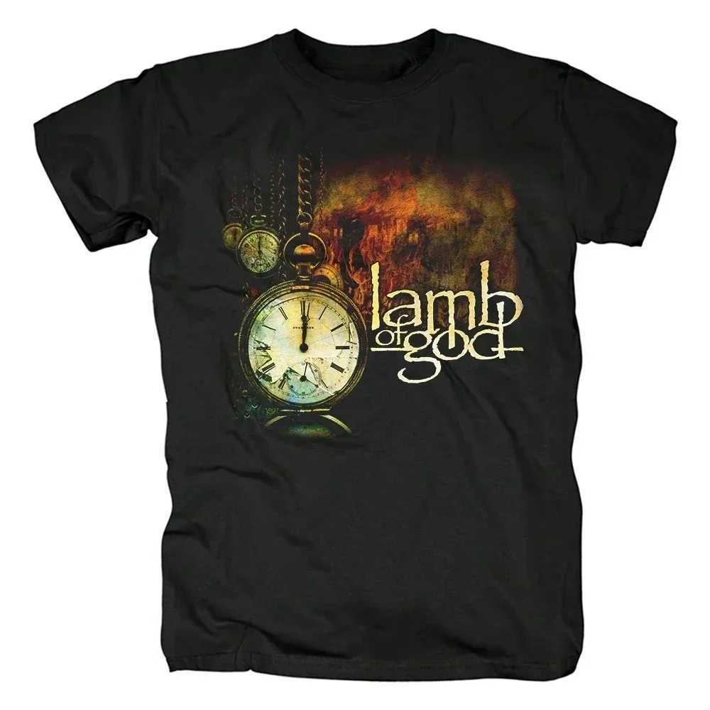 Men's T-Shirts Lamb of God Heavy Mental Band T-shirt Mens 100% Cotton Tshirt Summer Short Slve Graphic T-shirt Harajuku Strtwear T Shirts T240508