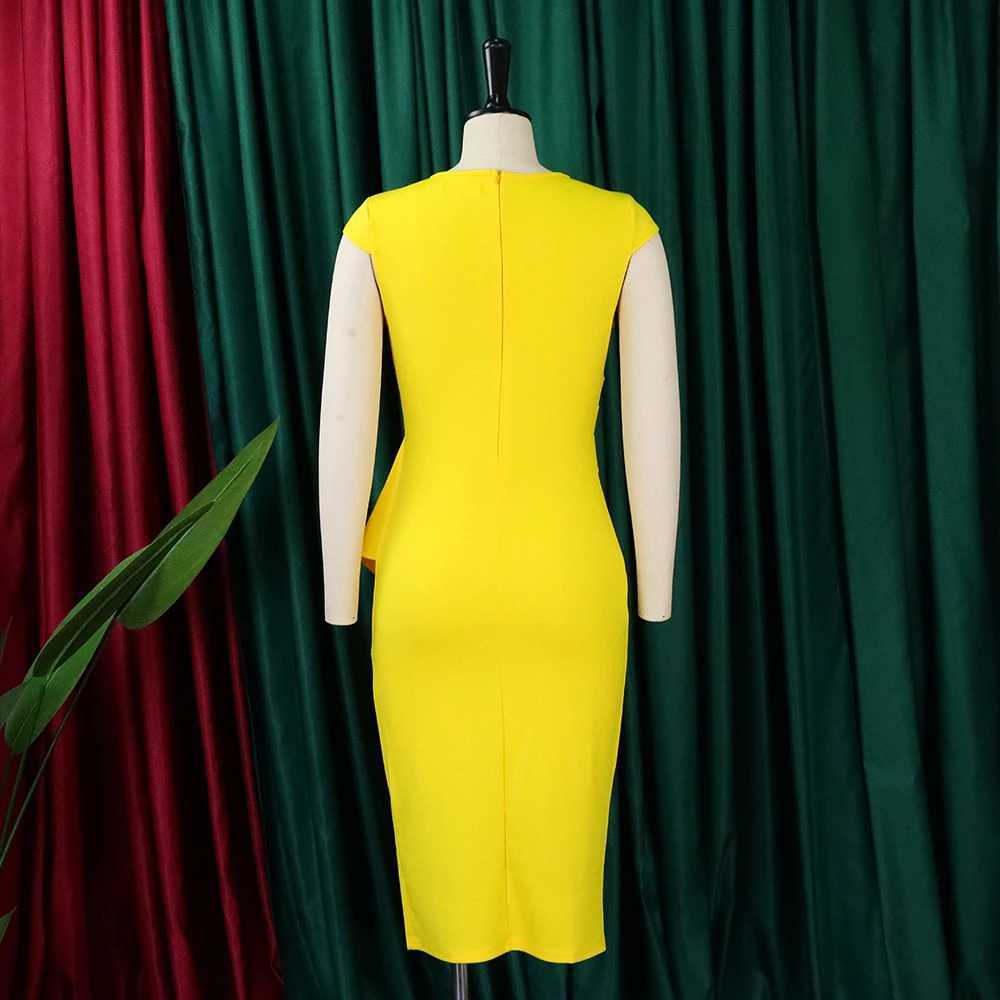 Plus size Dresses 2024 New O-Neck Vintage Vestidos Simple hollow out solid Bodycon Office Casual Dress Women Sheath Pencil Dresses Y240510