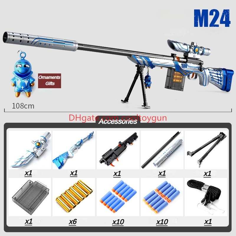 DIY Sniper Rifle Soft Bullets with Scope Assembleable Shell Ejection Manual Foam Dart Suction Cup Toy Gun Outdoor Cs Game Prop Toy for Adult Birthday 