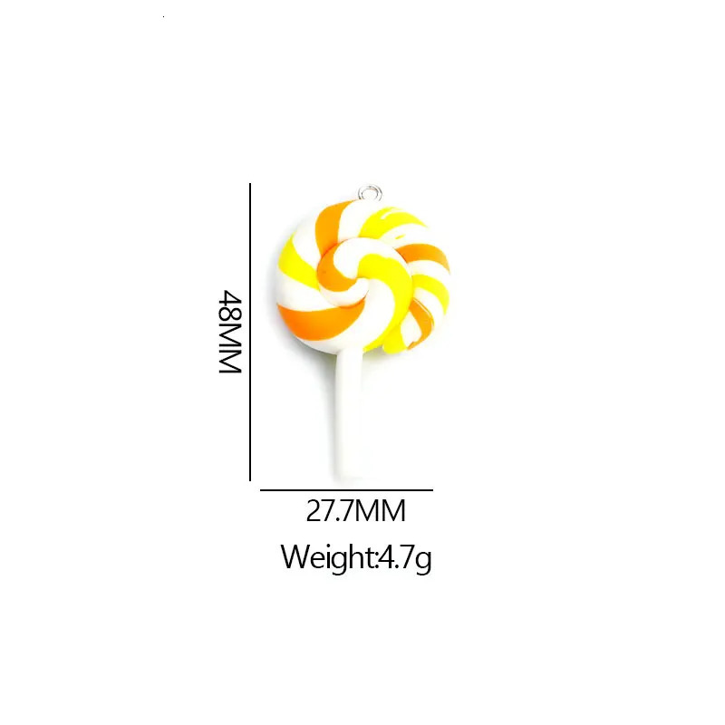 Big Colorful Spiral Lollipop Resin Charms 5pcs Cute Rainbow Candy Pendants for DIY Girls Jewelry Keychain Crafts Accessories 240507