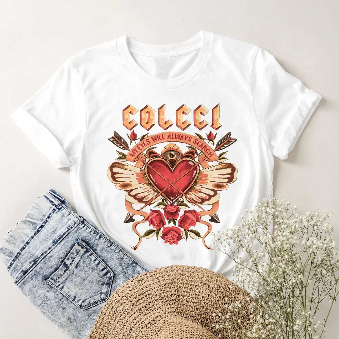 Women's T-Shirt Short Slves Pure Cotton Tops Strwear Womens Fashion Cute Swt T-Shirt Clothing Womens Casual Bear Printed Ts Y240509