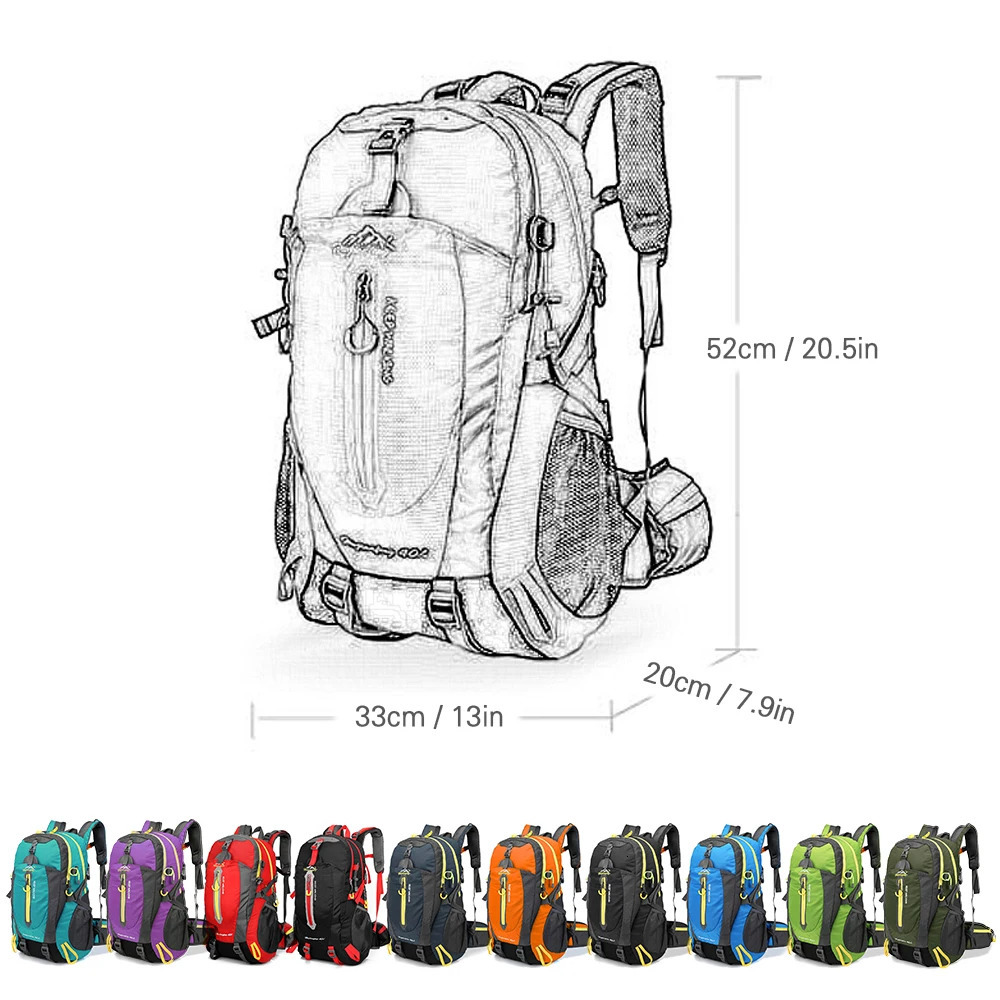 40L Water Resistant Travel Backpack Outdoor Camping Hiking Laptop Daypack Trekking Climb Back Bags For Men Women Sport Bag 240416