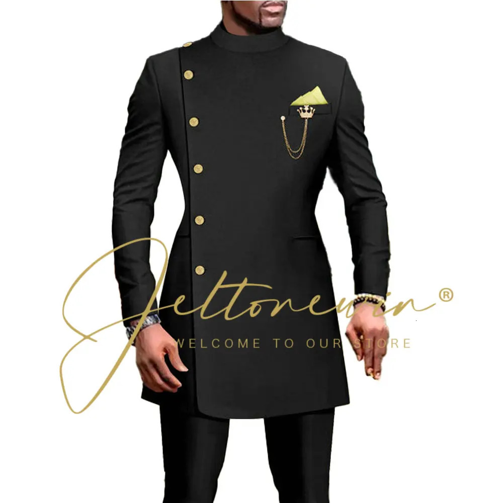 Dark Green Suit For Men Double Breasted Wedding Blazer Sets Formal Groom Wear Male Party Suits 2 Pieces Tuxedo Jacket Pant 240429