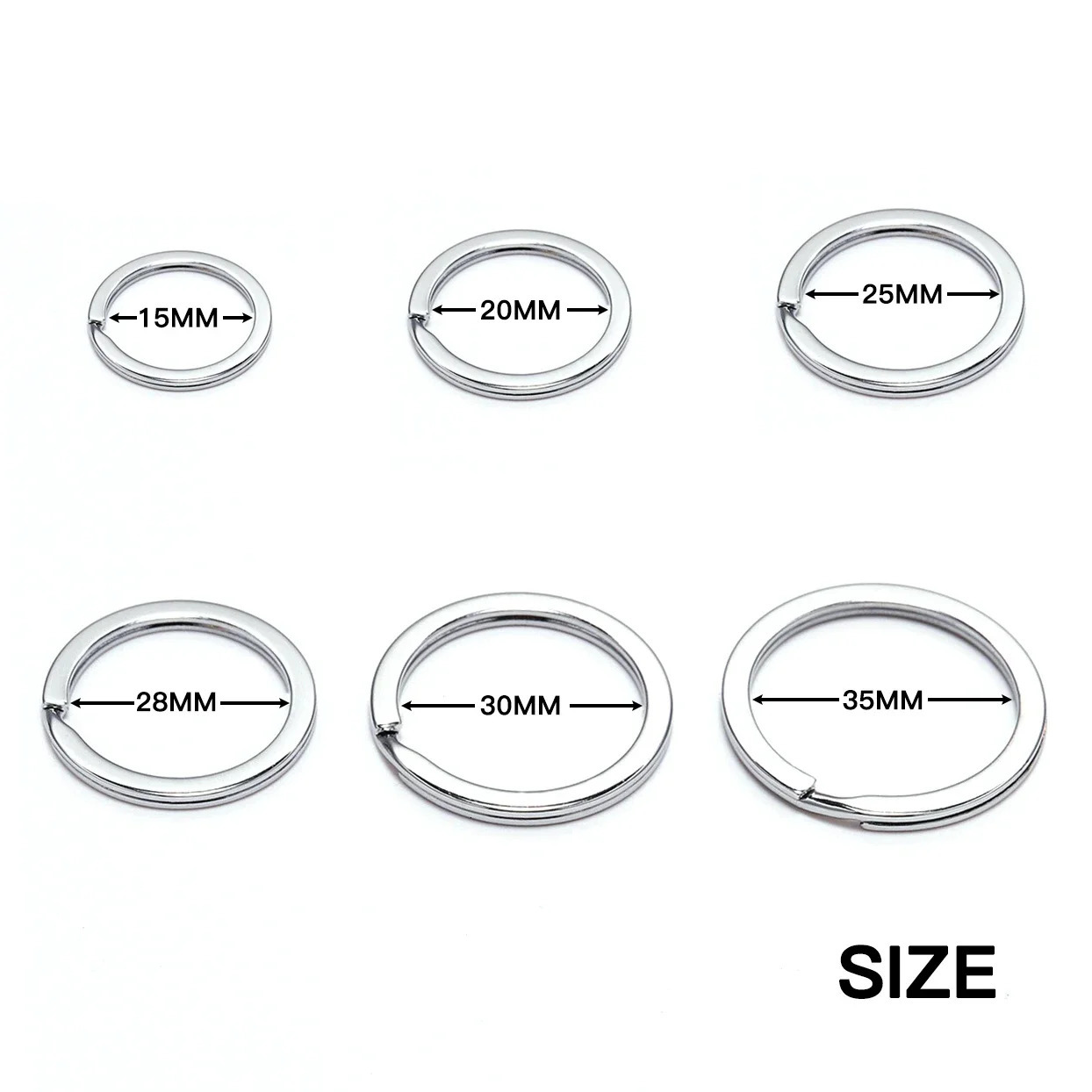 100pcs Stainless Steel Key Ring 152025283035mm Round Flat Line Split Rings Keyring For Jewelry Making Keyfob DIY Keychains 240510