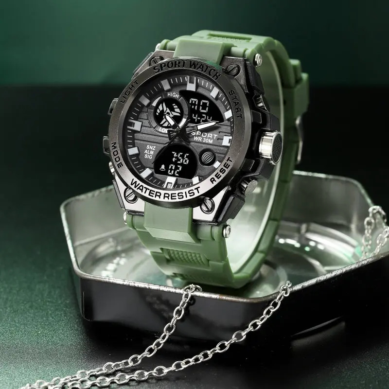 ACHENGY F Style Men Multifunctional Sports Watch Mens Dual Display Waterproof Electronic Wristwatch Relogio Masculino 240428