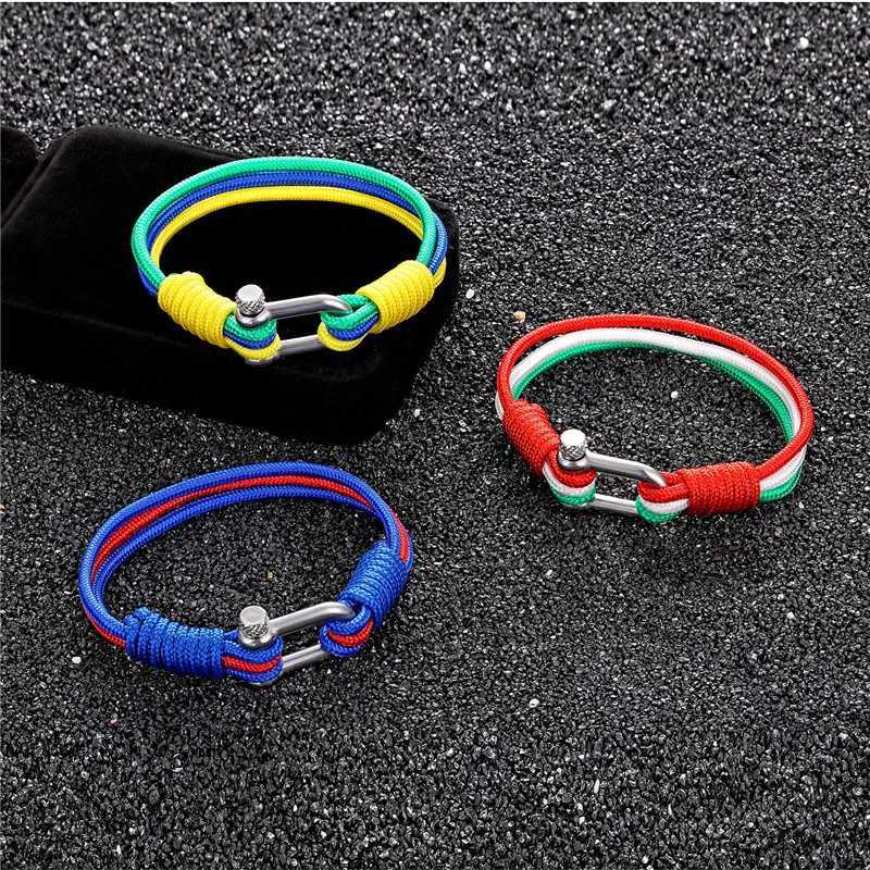 Charm Bracelets MKENDN New Arrival Country France Flag Sport Camping Parachute Cord Men Women Nautical Survival Rope Chain Bracelet Summer Style Y2405