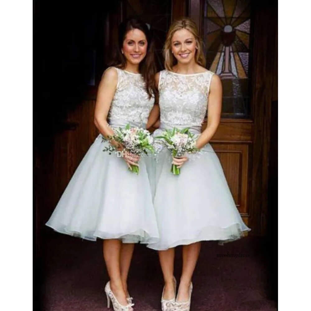 Cheap Short Bridesmaid Dresses Lace Country Beach Garden Formal Wedding Party Guest Maid Of Honor Gown Plus Size Custom Made 177 0510