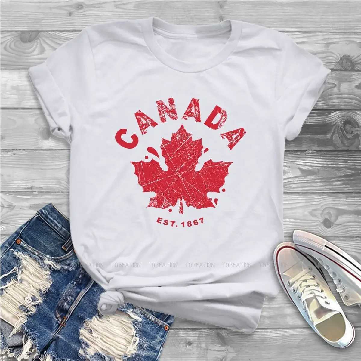 Women's T-Shirt Print TShirts Est.1867 with Canadian Flag Maple Leaf Newest Liberal Party of Canada Female Breathable Short Slve Ts Y240509