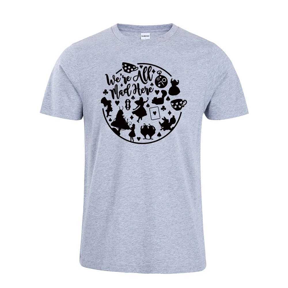 Women's T-Shirt Short Slve Print Clothing Womens T-Shirt Were All Mad Here T-shirt Alice Wonderland Shirt Funny T-shirt Women Casual Ts Y240509